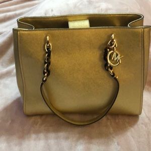 Michael Kors Gold  Leather Tote